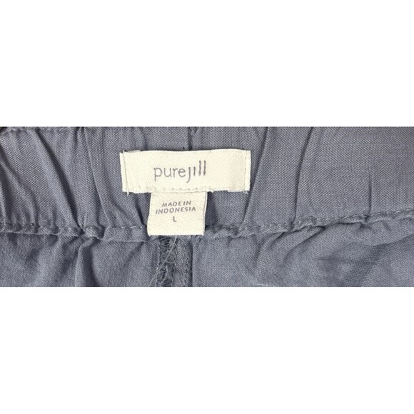 Pure Jill Cropped Wide Leg Pants Prvncl Blue Pull On Elastic Waist Pockets Large - Picture 8 of 9
